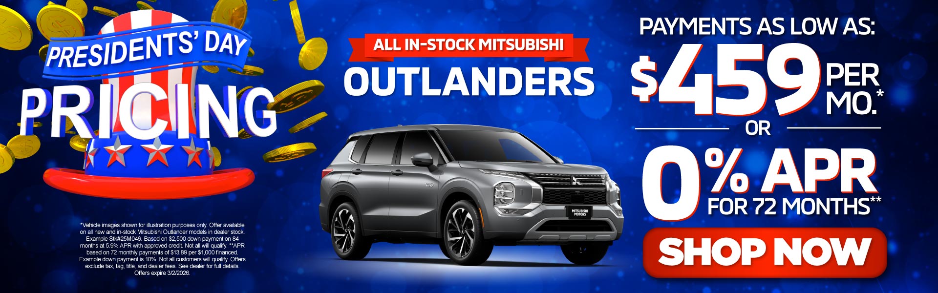All In-Stock Mitsubishi Outlanders	"Payments As Low As $459/
